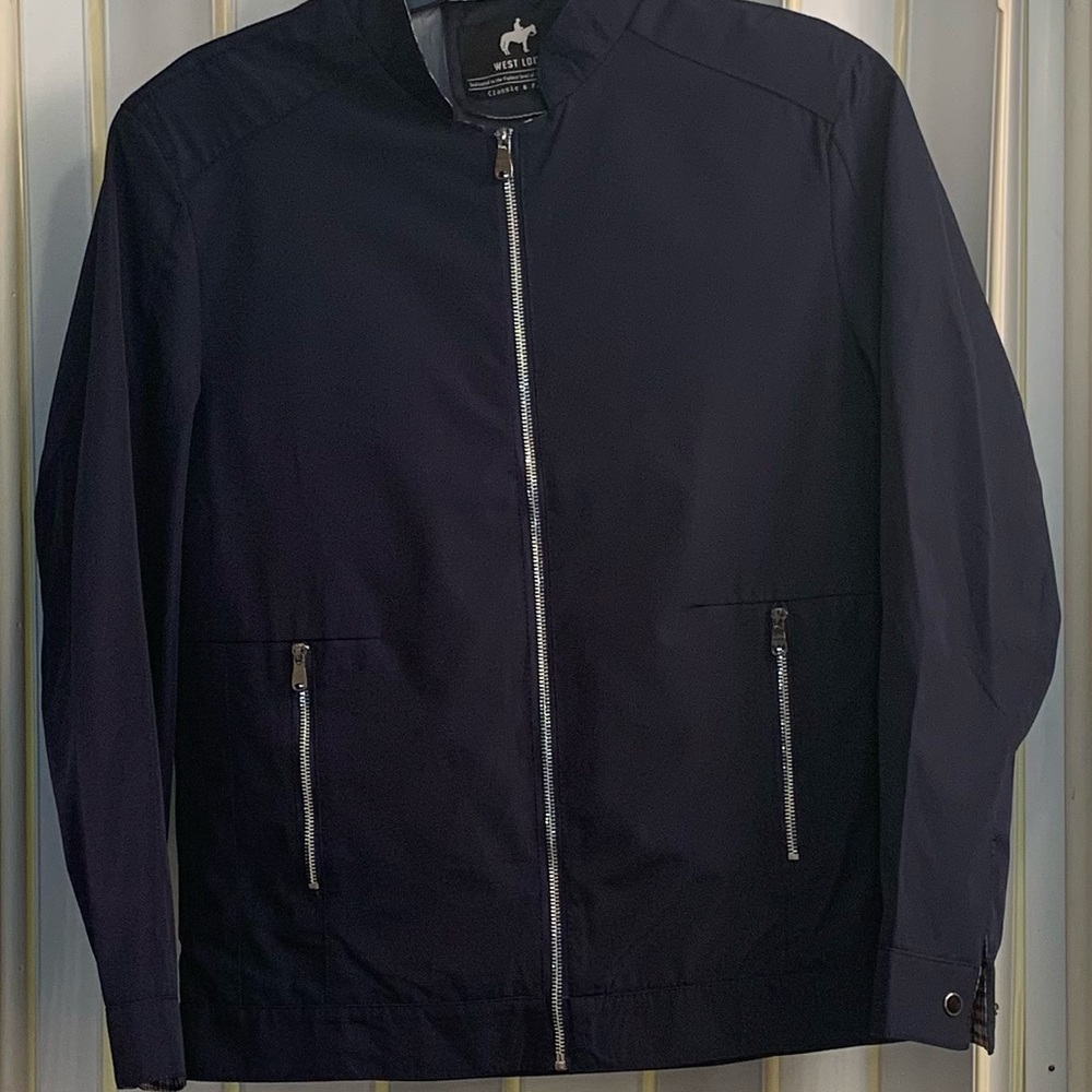 West Louis Men's Navy Performance Jacket with Silver Zippers